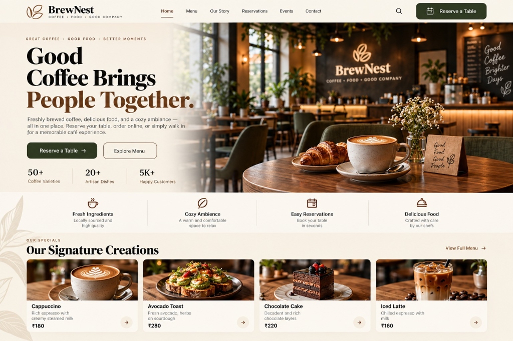 BrewNest Cafe & Bistro Digital Ecosystem